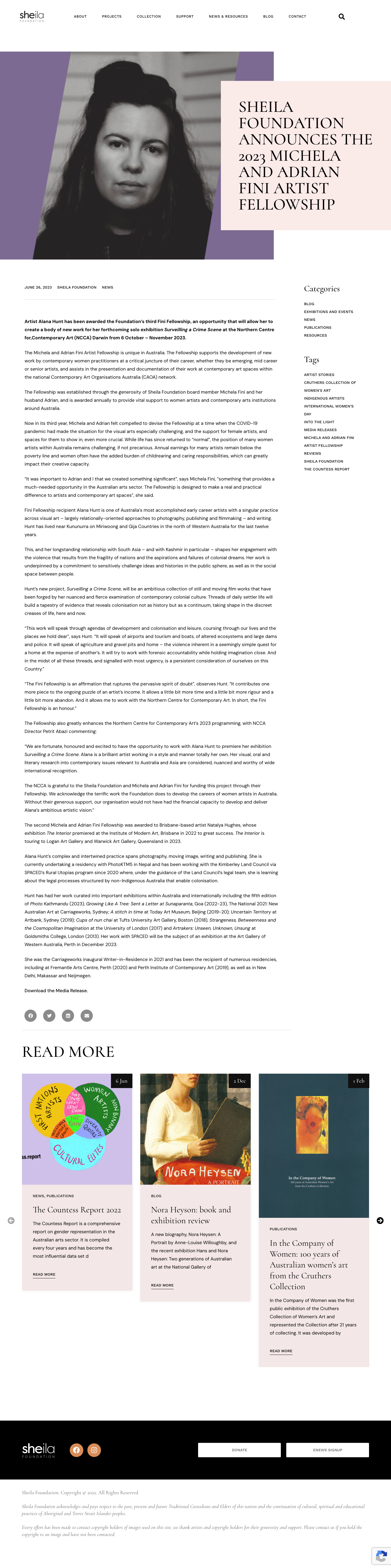 Sheila Foundation news article page